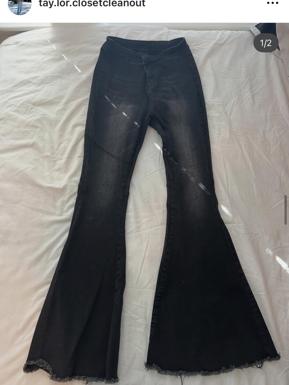 Black Faded Flare Jeans - Women's